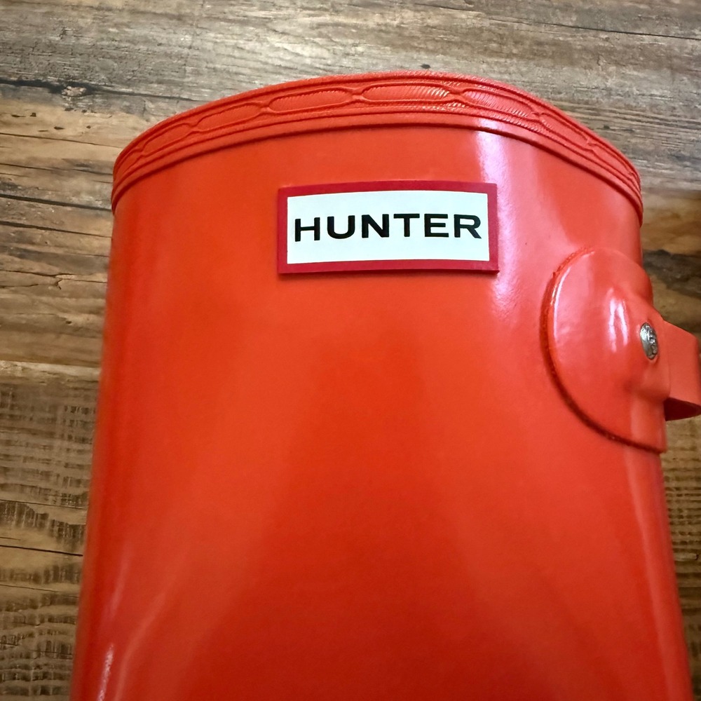 Hunter Rain Boots Women Size 9 Orange Original Tall Gloss Waterproof Clemson - Picture 7 of 9